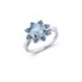 Δαχτυλίδι Secret Garden από λευκό χρυσό 18K με τοπάζι, London blue topaz και διαμάντια μπριγιάν