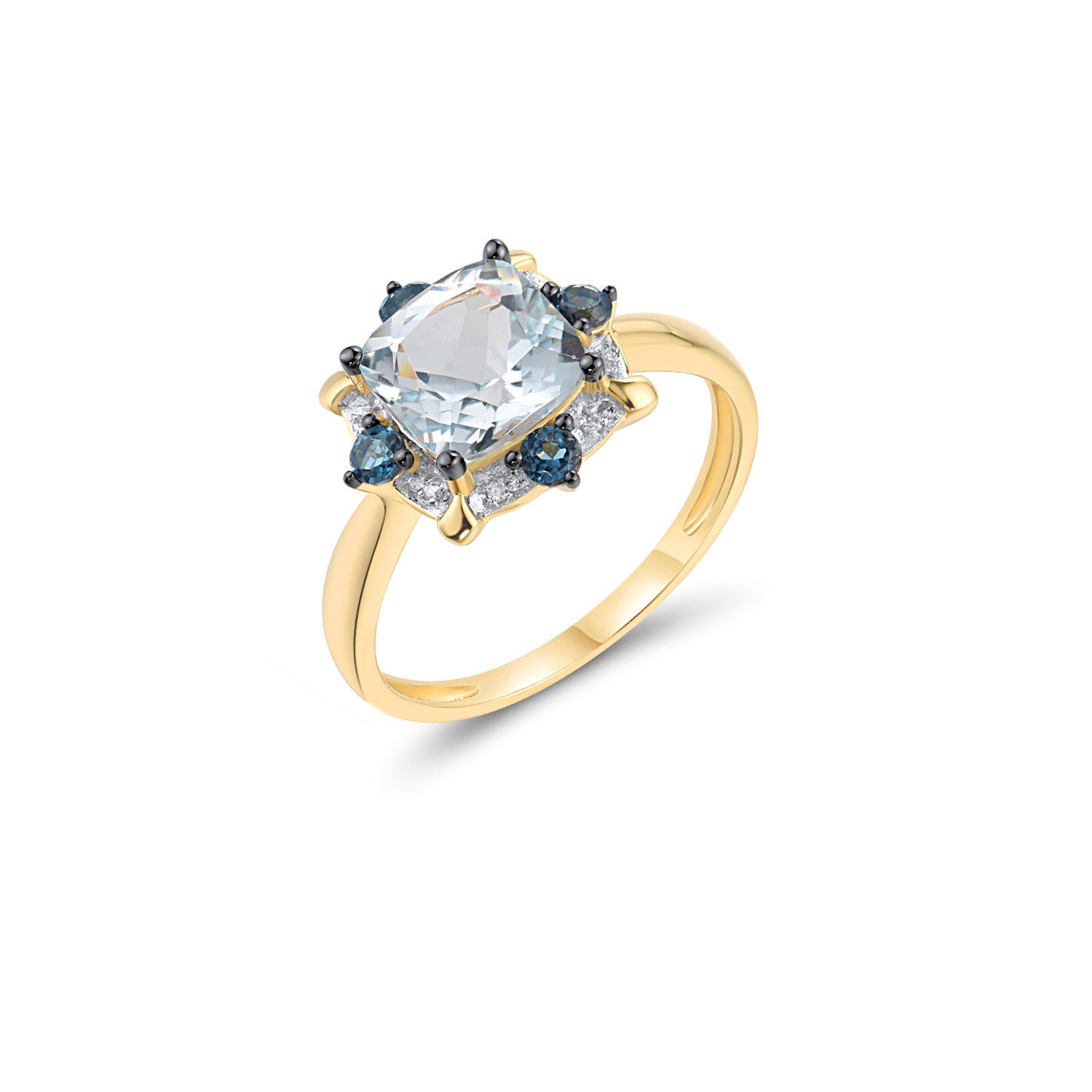 Δαχτυλίδι Secret Garden από χρυσό 18K με μπλε τοπάζι, London blue topaz και διαμάντια μπριγιάν