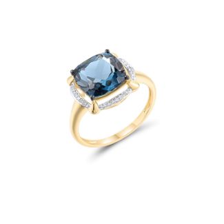 Δαχτυλίδι Secret Garden από χρυσό 18K με London blue topaz και διαμάντια μπριγιάν