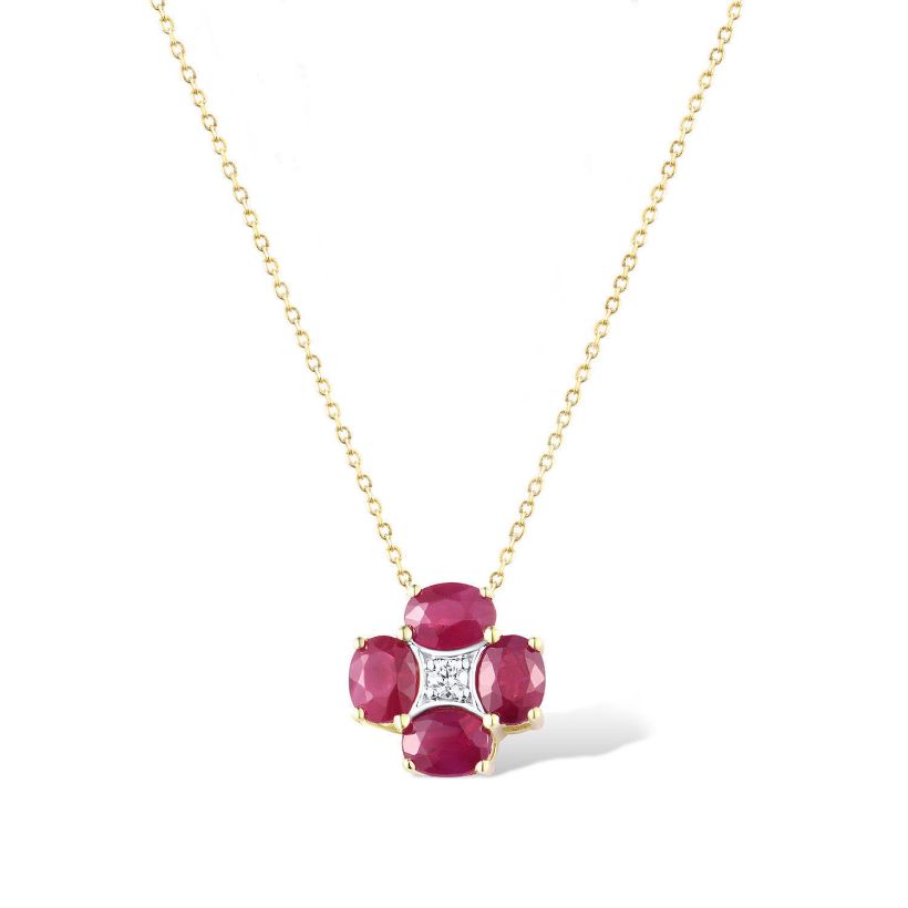 Μενταγιόν Gems από  χρυσό 18K με ρουμπίνι και διαμάντι μπριγιάν