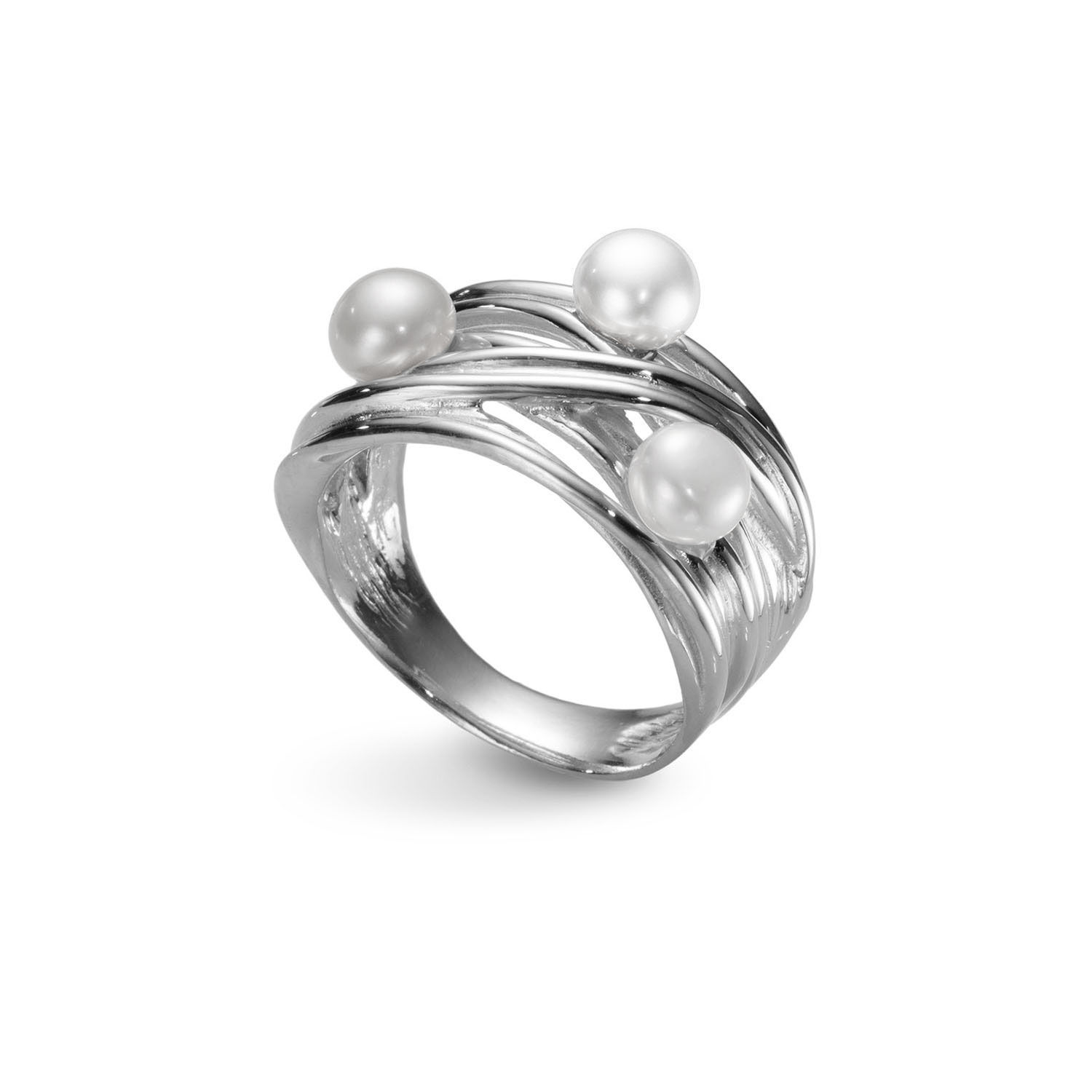 Δαχτυλίδι Terra από επιροδιωμένο ασήμι 925° με freshwater pearls