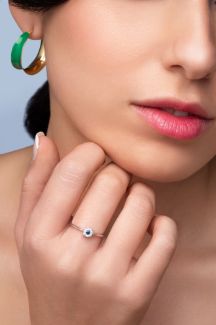 Δαχτυλίδι Gems από λευκό χρυσό 18K με ζαφείρι και διαμάντια μπριγιάν