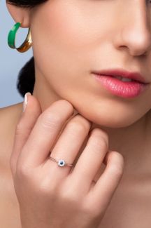 Δαχτυλίδι Gems από λευκό χρυσό 18K με ζαφείρι και διαμάντια μπριγιάν