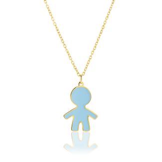 Παιδικό κολιέ Αγοράκι από χρυσό 9K με γαλάζιο σμάλτο