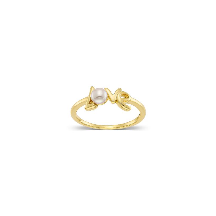 Δαχτυλίδι Pearls ''Love'' από επιχρυσωμένο ασήμι 925° με freshwater pearl