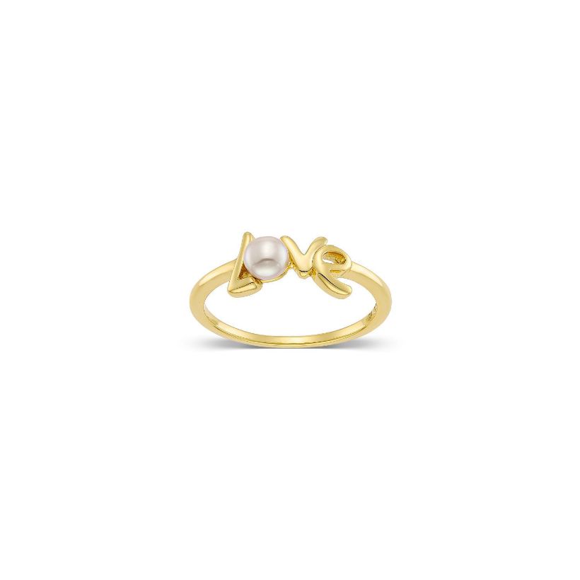 Δαχτυλίδι Pearls ''Love'' από επιχρυσωμένο ασήμι 925° με freshwater pearl