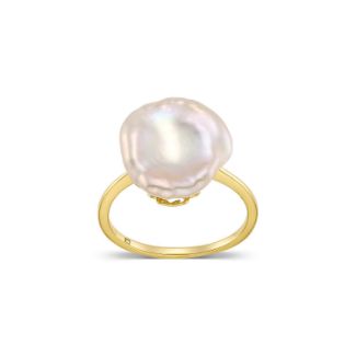 Δαχτυλίδι Pearls από επιχρυσωμένο ασήμι 925° με μαργαριτάρι μπαρόκ