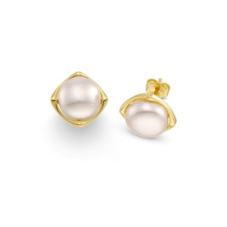 Σκουλαρίκια Pearls από επιχρυσωμένο ασήμι 925° με freshwater pearls