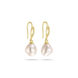Σκουλαρίκια Pearls από επιχρυσωμένο ασήμι 925° με freshwater pearls