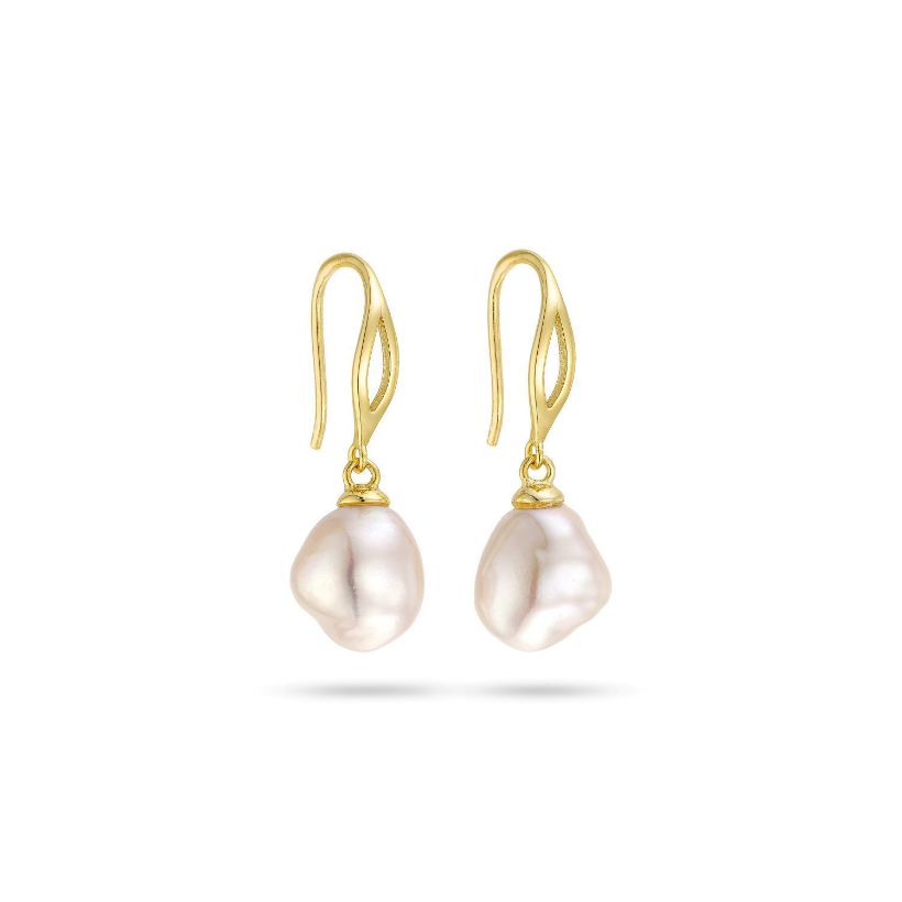 Σκουλαρίκια Pearls από επιχρυσωμένο ασήμι 925° με freshwater pearls