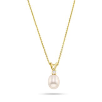 Κολιέ Pearls από επιχρυσωμένο ασήμι 925° με freshwater pearl και ζιργκόν