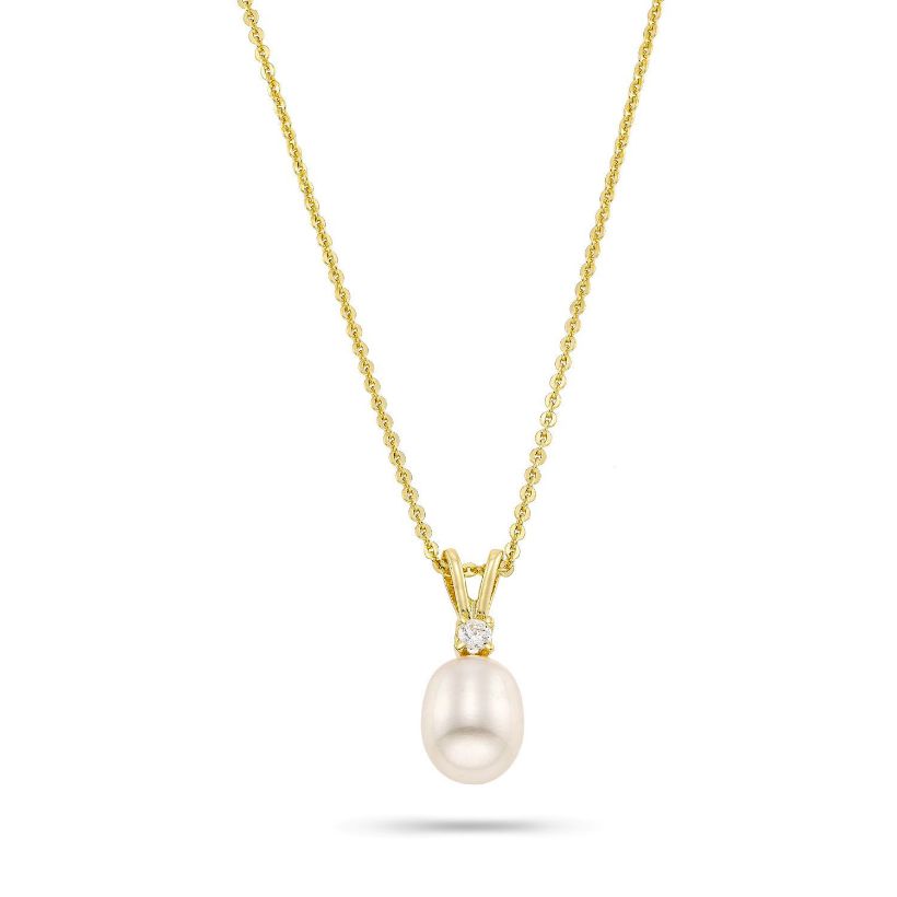 Κολιέ Pearls από επιχρυσωμένο ασήμι 925° με freshwater pearl και ζιργκόν