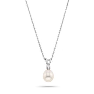 Κολιέ Pearls από επιροδιωμένο ασήμι 925° με freshwater pearl και ζιργκόν
