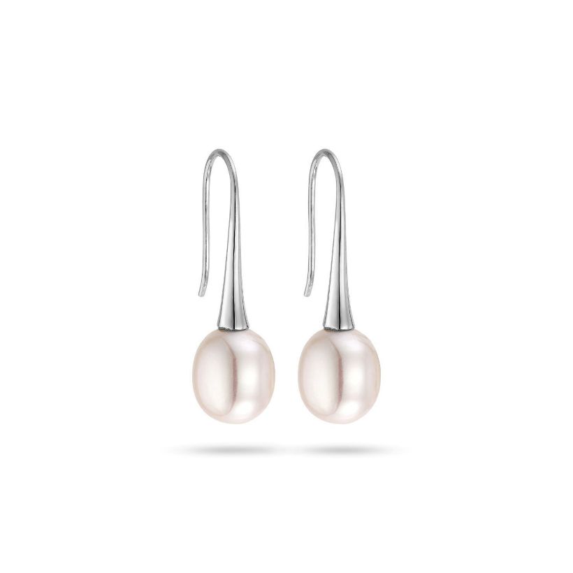 Σκουλαρίκια Pearls από επιροδιωμένο ασήμι 925° με freshwater pearls