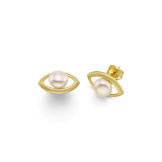 Σκουλαρίκια Pearls από επιχρυσωμένο ασήμι 925° με freshwater pearls