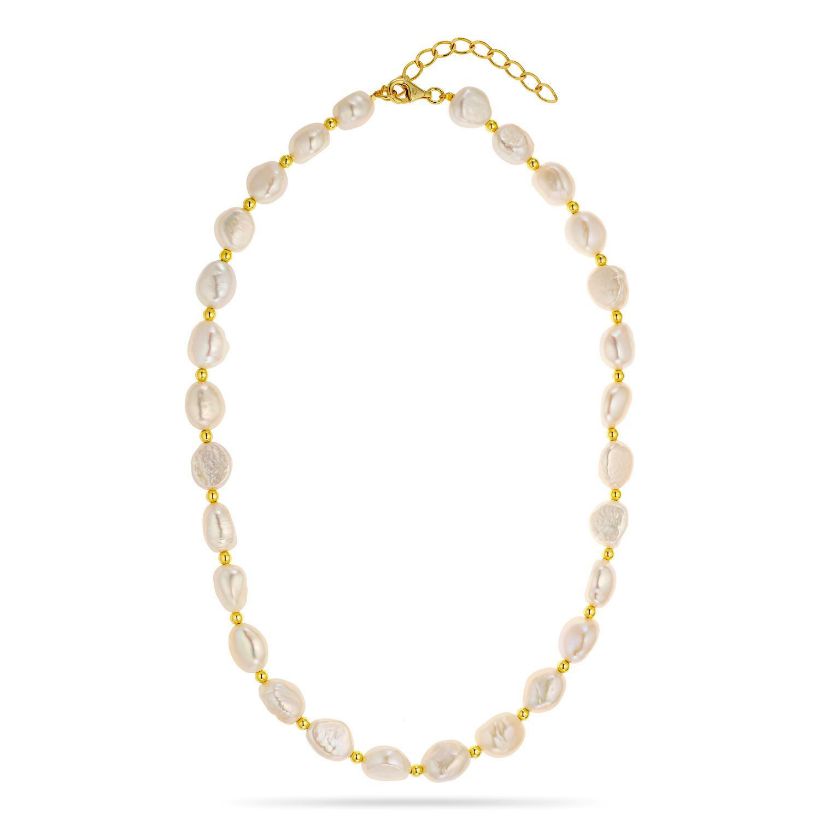 Κολιέ Pearls από επιχρυσωμένο ασήμι 925° με freshwater pearls και μαργαριτάρια μπαρόκ