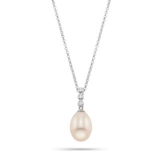 Κολιέ Pearls από επιροδιωμένο ασήμι 925° με freshwater pearl και ζιργκόν