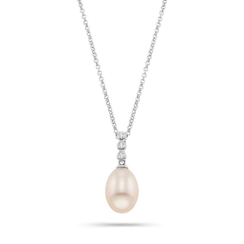 Κολιέ Pearls από επιροδιωμένο ασήμι 925° με freshwater pearl και ζιργκόν