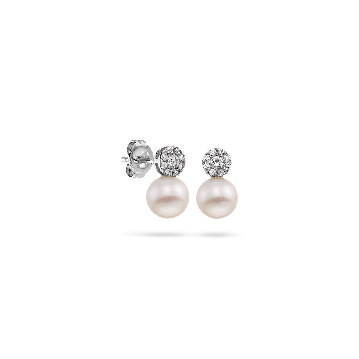 Σκουλαρίκια Pearls από λευκό χρυσό 18K με freshwater pearls και διαμάντια μπριγιάν