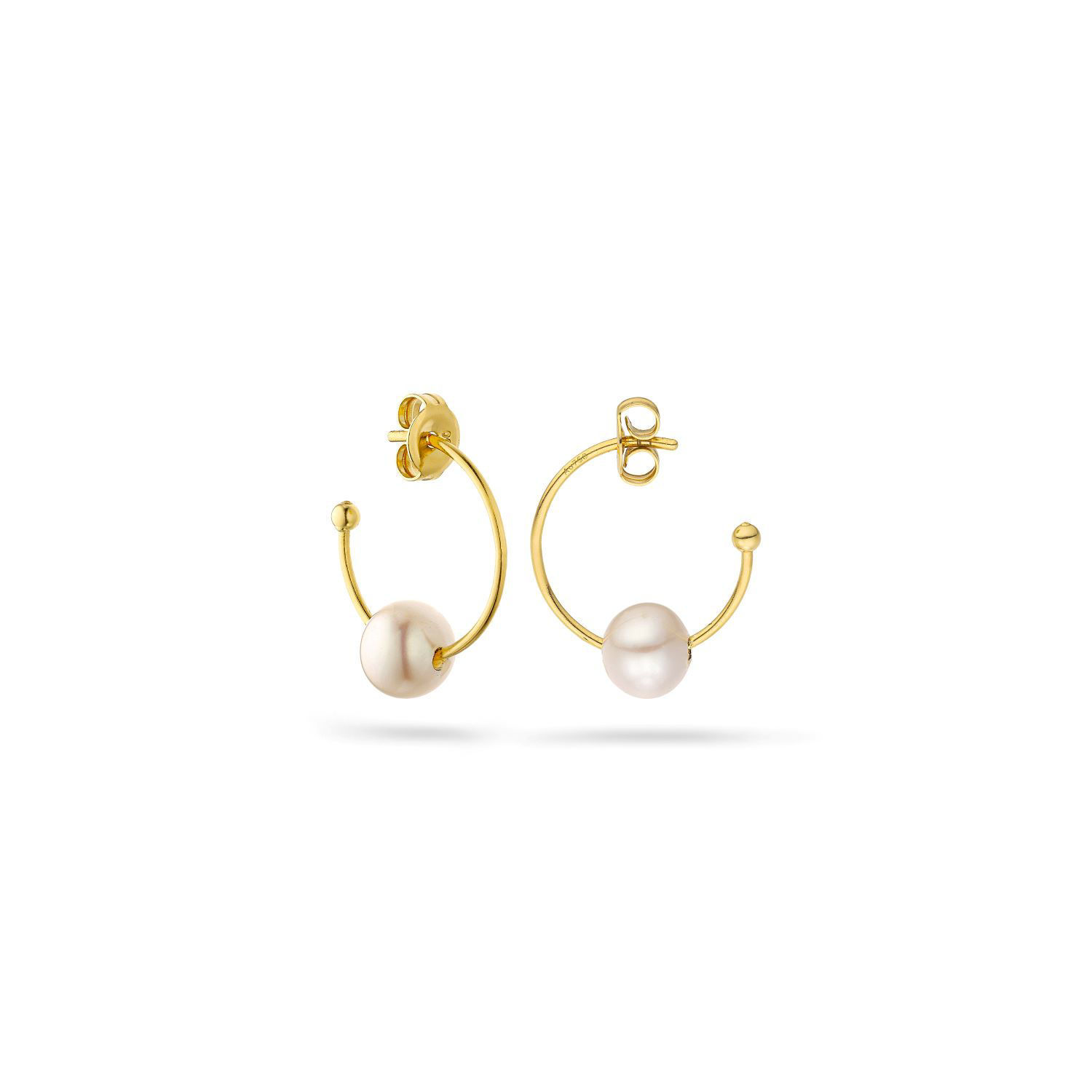 Σκουλαρίκια κρίκοι Pearls από χρυσό 18K με freshwater pearls