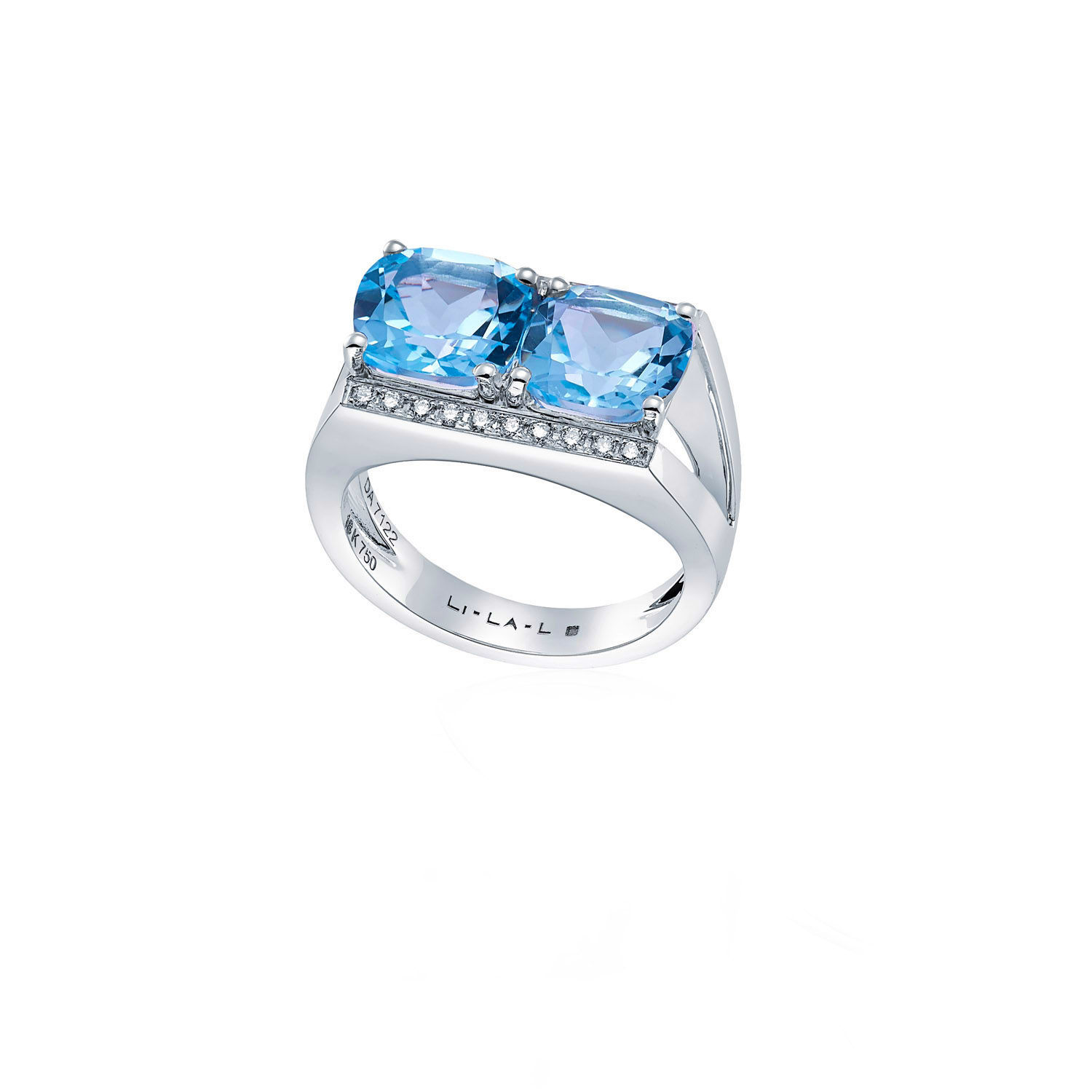 Δαχτυλίδι Secret Garden από λευκό χρυσό 18K με μπλε τοπάζι και διαμάντια μπριγιάν