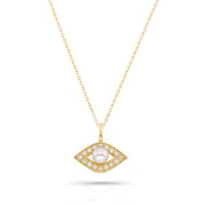 Μενταγιόν Pearls από χρυσό 18K με freshwater pearl και διαμάντια μπριγιάν
