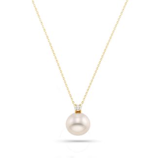 Μενταγιόν Pearls από χρυσό 18K με freshwater pearl και διαμάντι μπριγιάν