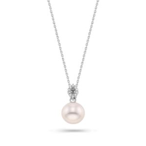 Μενταγιόν Pearls από λευκό χρυσό 18K με freshwater pearl και διαμάντια μπριγιάν
