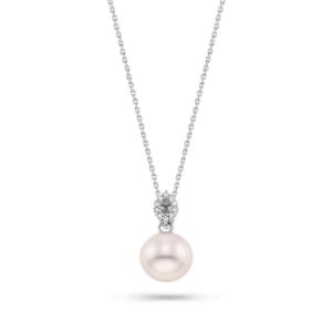 Μενταγιόν Pearls από λευκό χρυσό 18K με freshwater pearl και διαμάντια μπριγιάν