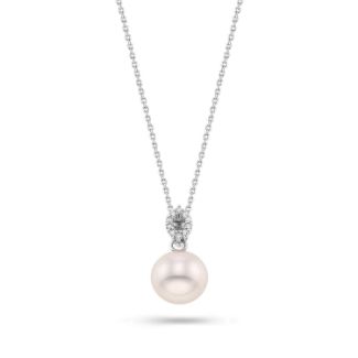 Μενταγιόν Pearls από λευκό χρυσό 18K με freshwater pearl και διαμάντια μπριγιάν