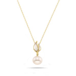 Μενταγιόν Pearls από χρυσό 18K με freshwater pearl και φίλντισι
