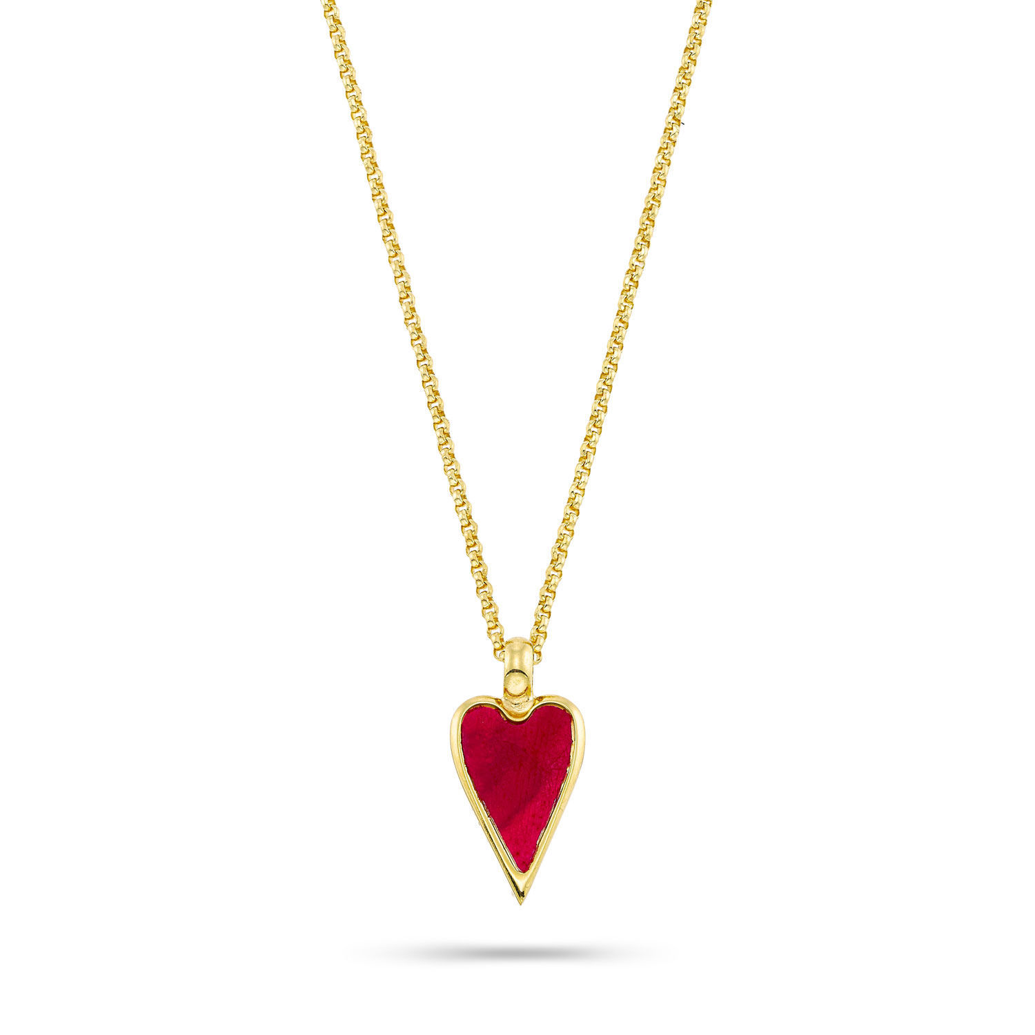 Κολιέ Symbols Καρδιά από επιχρυσωμένο ασήμι 925° με φίλντισι σε κόκκινο χρώμα 