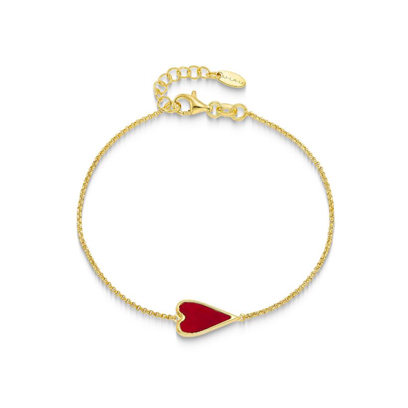 Βραχιόλι Symbols Καρδιά από επιχρυσωμένο ασήμι 925° με φίλντισι σε κόκκινο χρώμα