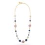 Κολιέ Swing από επιχρυσωμένο ασήμι 925° με freshwater pearls, blue quartz και αμέθυστο