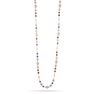 Κολιέ Swing από επιχρυσωμένο ασήμι 925° με freshwater pearls και αμέθυστο