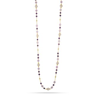 Κολιέ Swing από επιχρυσωμένο ασήμι 925° με freshwater pearls και αμέθυστο