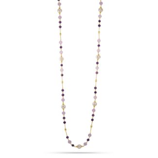 Κολιέ Swing από επιχρυσωμένο ασήμι 925° με freshwater pearls και αμέθυστο