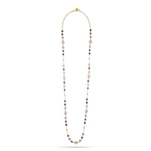 Κολιέ Swing από επιχρυσωμένο ασήμι 925° με freshwater pearls και αμέθυστο