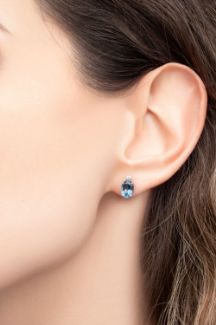 Σκουλαρίκια  Gems από λευκό χρυσό 18K με London blue topaz και διαμάντι μπριγιάν