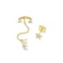 Σκουλαρίκια Symbols Αστέρι-Φεγγάρι με cuff από επιχρυσωμένο ασήμι 925° και ζιργκόν