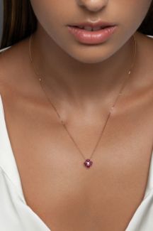 Μενταγιόν Gems από  χρυσό 18K με ρουμπίνι και διαμάντι μπριγιάν