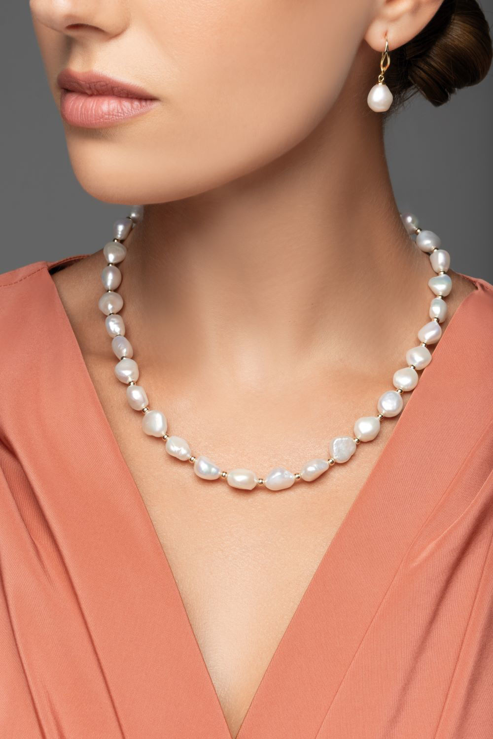 Κολιέ Pearls από επιχρυσωμένο ασήμι 925° με freshwater pearls και μαργαριτάρια μπαρόκ