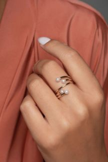 Δαχτυλίδι Pearls από επιχρυσωμένο ασήμι 925° με freshwater pearls