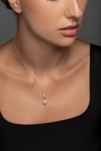 Μενταγιόν Pearls από χρυσό 18K με freshwater pearl και φίλντισι