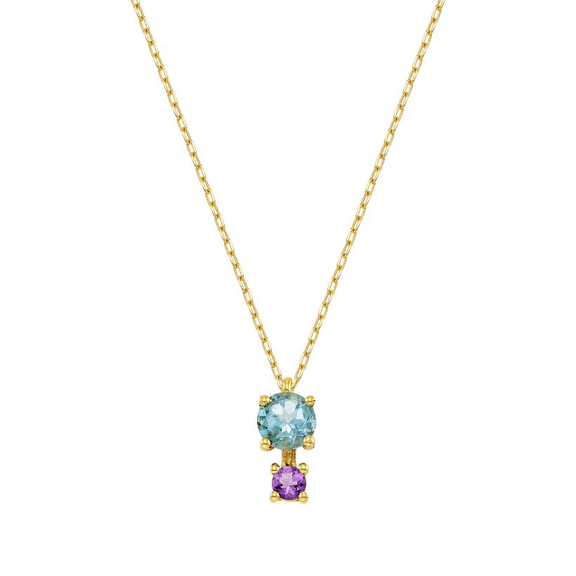 Κολιέ Secret Garden από χρυσό 14K με blue topaz και αμέθυστο