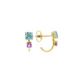 Σκουλαρίκια Secret Garden από χρυσό 14K με blue topaz και αμέθυστο