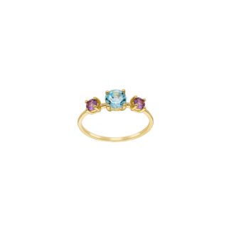 Δαχτυλίδι Secret Garden από χρυσό 14K με blue topaz και αμέθυστο
