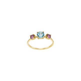 Δαχτυλίδι Secret Garden από χρυσό 14K με blue topaz και αμέθυστο