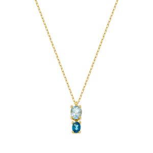 Κολιέ Secret Garden από χρυσό 14K με London blue topaz και blue topaz