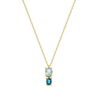 Κολιέ Secret Garden από χρυσό 14K με London blue topaz και blue topaz